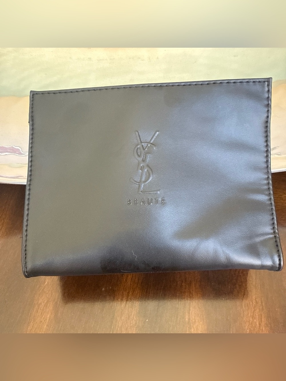 Saint Laurent YSL Beaute Black Faux Leather Makeup Pouch